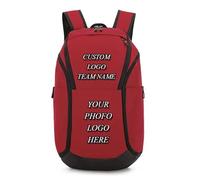 Sac À Dos Personnalisé pour Equipe De Football Impression Personnalisée Logo Sac De Basket-Ball Grande Capacité Paquet D'Entraînement DIY Sport Sac De Soccer Red,20x32x55cm