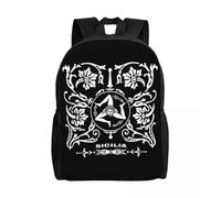 Sac à dos personnalisé pour ordinateur portable avec logo Sicilia Sicily Love Trinacria, pour homme et femme, décontracté, idéal pour l'école ou l'université Noir