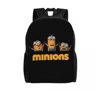 Sac à dos personnalisé pour ordinateur portable, motif dessin animé des Minions, pour femmes et hommes, cartable décontracté pour écoliers, étudiants, anime Noir