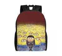 Sac à dos personnalisé pour ordinateur portable, motif dessin animé Minions, pour femmes et hommes, décontracté, pour l'école, le collège et les étudiants Noir