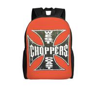 Sac à dos personnalisé pour ordinateur portable West Coast Iron Cross Choppers, pour hommes et femmes, à la mode, pour étudiants Noir