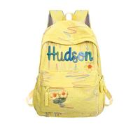 Sac à dos personnalisé Sac à dos esthétique avec nom brodé et cordon en coton tissé Book Bag monogramme avec motif brodé Daypack léger Bag voyage décontracté pour le sport, la danse et la gym