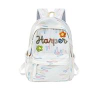 Sac à dos personnalisé Sac à dos esthétique avec nom brodé et cordon en coton tissé Book Bag monogramme avec motif brodé Daypack léger Bag voyage décontracté pour le sport, la danse et la gym