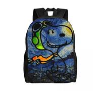 Sac à dos personnalisé Snoopy's Flying Ace, imprimé en 3D, pour garçons et filles, idéal pour l'école, le voyage, l'université, les livres, les ordinateurs portables de 15 pouces Noir