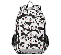 Sac à dos personnel pour enfants de 8 à 12 ans : sacs à livres légers pour l'école secondaire dans des couleurs assorties - dessin animé mignon pandas blanc noir