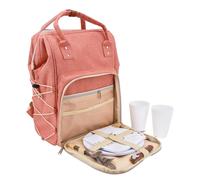 Les Jardins de la Comtesse - Sac à Dos Pique-Nique Escapade - 2 Personnes - Rose - Complet avec Compartiment Isotherme - Assiettes Solides et légères - Nombreuses Poches - 31 x 23 x 39 cm