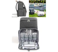 Sac à dos pique-nique - Gris - 4 personnes - Isotherme - 29 accessoires inclus - Poche matelassée