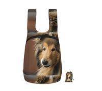 Sac à Dos Pliable en Polyester, Portable, pour Les Voyages et Le Shopping, avec Fermetures éclair, Motif Chiens à Poil Long de Type Collie ou Lassie, Grands Chiens à Poils Longs.