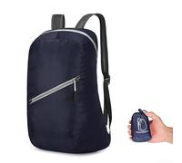 Sac à dos pliable léger pour l'école, les trajets quotidiens, le bureau, le travail, les voyages, la randonnée, le camping, rangement compact de moins de 20 l (bleu foncé)