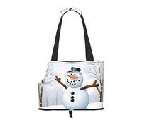 Sac à dos pliable pour animal domestique avec imprimé bonhomme de neige joyeux Noël - Sac à main de voyage portable pour chiot, chat, sac à dos de transport pour animaux de compagnie.