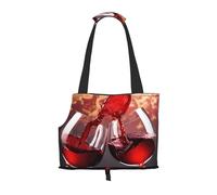 Sac à dos pliable pour animal domestique Motif verre à vin rouge