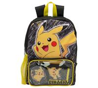 Sac à dos Pokémon pour enfants, garçons, filles, adolescents, sac à dos Pikachu Pokeball avec portefeuille et pochette pour cartes, Noir