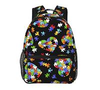 Sac à dos polyvalent antivol grande capacité sac à bandoulière coloré sensibilisation à l'autisme art voyage randonnée et camping sac à dos avec poches latérales