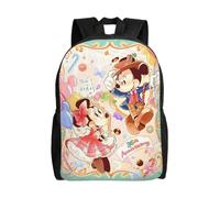 Sac à dos polyvalent Mickey et Minnie, lavable, style décontracté, pour écoliers, tendance, en tissu Oxford, unisexe, HXN4228 Noir