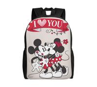 Sac à dos polyvalent Mickey et Minnie, lavable, style décontracté, pour écoliers, tendance, en tissu Oxford, unisexe, HXN4232 Noir