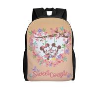Sac à dos polyvalent Mickey et Minnie, lavable, style décontracté, pour écoliers, tendance, en tissu Oxford, unisexe, HXN4231 Noir