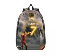 Sac à dos pour adolescent, motif Art Cr7, Cristiano Ronaldo, ideal pour le travail au lycée, pour homme et femme, ideal pour ordinateur portable ou à bandoulière Noir