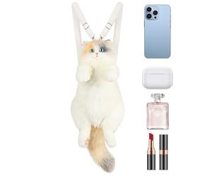 Sac À Dos pour Chat en Peluche, Sac À Dos en pour Chat en Peluche, Jouet Fait À La Main, Animal en Forme De Calico pour Copines, Femmes Et Filles