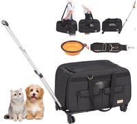 Sac à dos pour chien pliable VEVOR Sac de transport en tissu Oxford 600D avec 4 roues Sacs de rangement Trolley pour animaux de compagnie Idéal pour les voyages en voiture et les excursions