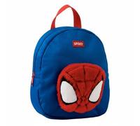 Sac à dos pour crèche Spidey garçon et fille - Sac à dos pour enfant bleu avec patch en peluche 3D, bretelles réglables et fermeture éclair, licence officielle, idéal pour l'école et cadeau