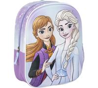 Sac à dos pour enfant 3D La Reine des Neiges - Couleur bleue - 25 x 10 x 31 cm-Fabriqué en polyester et EVA-Avec fermeture éclair-Imprimé Elsa et Anna
