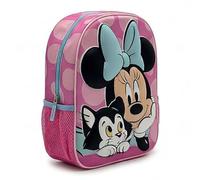 Sac à dos pour enfant 3D Minnie Mouse Fille - Sac à dos scolaire rose taille unique avec relief EVA, poche latérale en maille et bretelles réglables, licence officielle Disney pour crèche et cole