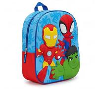 Sac à dos pour enfant 3D Spidey et ses amis surprenants - Sac à dos scolaire bleu et rouge avec relief, poche latérale en maille, bretelles réglables, licence officielle, taille unique
