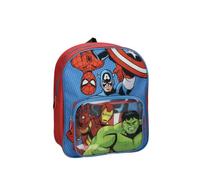 Sac à dos pour enfant Avengers Marvel - Sac à dos scolaire rouge et bleu avec poche avant et fermeture éclair, bretelles réglables, licence officielle, idéal pour crèche et école