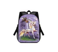 Sac à Dos pour Enfant Fille Garçon, 3D Imprimé Loisir Sacs à Dos Cartable Sac Scolaires de Ordinateur Portable L?école Voyage Camping Randonnée Pique-Nique (34 * 25 * 11cm,Licorne Violette)