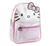 Sac à dos pour enfant Hello Kitty Fille - Sac à dos pour loisirs Taille unique, effet brillant rose clair, poche avant avec fermeture éclair et bretelles réglables, licence officielle pour école et