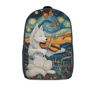 Sac à dos pour enfant, imprimé loup jouant du violon en 3D, sac à dos pour garçons et filles, sac d'école léger et réglable de 43 cm pour l'école primaire.