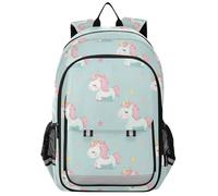 Sac à dos pour enfants 16 8-12 : sacs à livres réglables pour l'école secondaire dans des couleurs assorties - licornes de dessin animé mignon vert