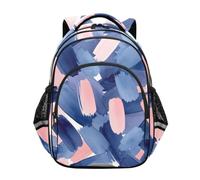 Sac à dos pour enfants, aquarelle coups de pinceau bleu sac à dos pour école primaire, Traits de pinceau aquarelle bleu, 17 Inch, Classique | Design imprimé élégant, sac à dos unisexe pour enfants de 6 à 12 ans