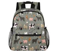 Sac à dos pour enfants avec animaux de la ferme pour filles, garçons, animaux de la ferme, vache, cochon mignon, petit sac à dos pour l'école, la crèche, le voyage décontracté, couleur, taille unique