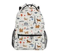 Sac à dos pour enfants avec motif d'architecture de chien pour garçons et filles, grands sacs à dos pour école primaire, sac à bandoulière