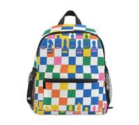Sac à dos pour enfants d'âge préscolaire avec étiquette de nom pour garçons et filles, Couleur de l'échiquier coloré, Medium, Sacs à dos de jour