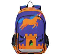 Sac à dos pour enfants de 8 à 12 ans, 8 à 12 : sac à livres de grande capacité pour adolescentes dans des couleurs assorties - Halloween licornes chauves-souris
