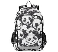 Sac à dos pour enfants de 8 à 12 ans : sac à livres léger pour adolescent dans des couleurs assorties - Panda mignon noir et blanc de dessin animé