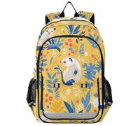 Sac à dos pour enfants de 8 à 12 ans : sac à livres réglable pour l'école secondaire dans des couleurs assorties - Cartoon Asian Palm Civet Bleu Jaune