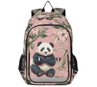 Sac à dos pour enfants filles pour l'école 8-12 : sac à livres réglable pour garçons et filles de 5e année dans des couleurs assorties - dessin animé mignon pandas fleur