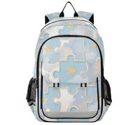 Sac à dos pour enfants garçons 8-12 : sacs à livres décontractés pour femmes dans des couleurs assorties - Puzzle mignon en argent