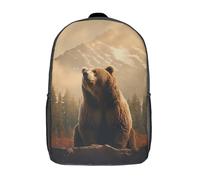 Sac à dos pour enfants Grizzly Bear Art Mountains, cartable grande capacité pour étudiants, garçons, filles, adultes, adolescents, 43 cm
