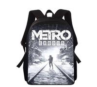 Sac à dos pour enfants, imprimé 3D, jeu Metro Redux, 16 pouces, pour l'école primaire, pour garçons et filles Noir