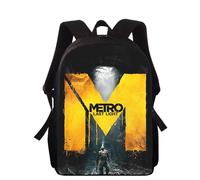 Sac à dos pour enfants, imprimé 3D, jeu Metro Redux, 16 pouces, pour l'école primaire, pour garçons et filles Noir