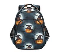 Sac à dos pour enfants, lanterne effrayante, sorcière, citrouilles, sac à dos pour école primaire, Lanterne effrayante citrouilles sorcières, 15 Inch, Classique