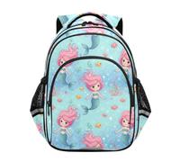 Sac à dos pour enfants, mignon dessin animé sirènes bleu sac à dos école primaire, Jolies sirènes bleues, 15 Inch, Classique