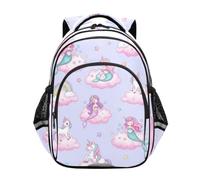 Sac à dos pour enfants, mignonnes sirènes, licornes violettes, sac à dos pour école primaire, Jolies sirènes licornes violettes, 17 Inch, Classique
