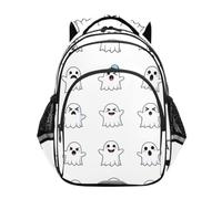 Sac à dos pour enfants, motif monstres d'Halloween, sac à dos blanc pour école primaire, Monstres d'Halloween Blanc-1, 15 Inch, Classique