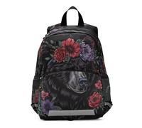 Sac à dos pour enfants motif ours à fleurs rouges pour tout-petits, sac à dos pour garçons et filles, sac de voyage pour maternelle