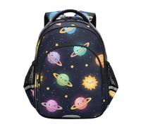 Sac à dos pour enfants, motif planètes mignonnes et soleils noirs pour école primaire, Cute Planets Suns Noir, 17 Inch, Classique